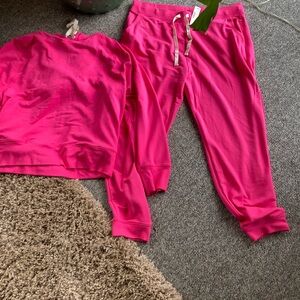 Vibrant Pink Joggers with Elastic Waistband and CuffsJ Crew Joggers Set